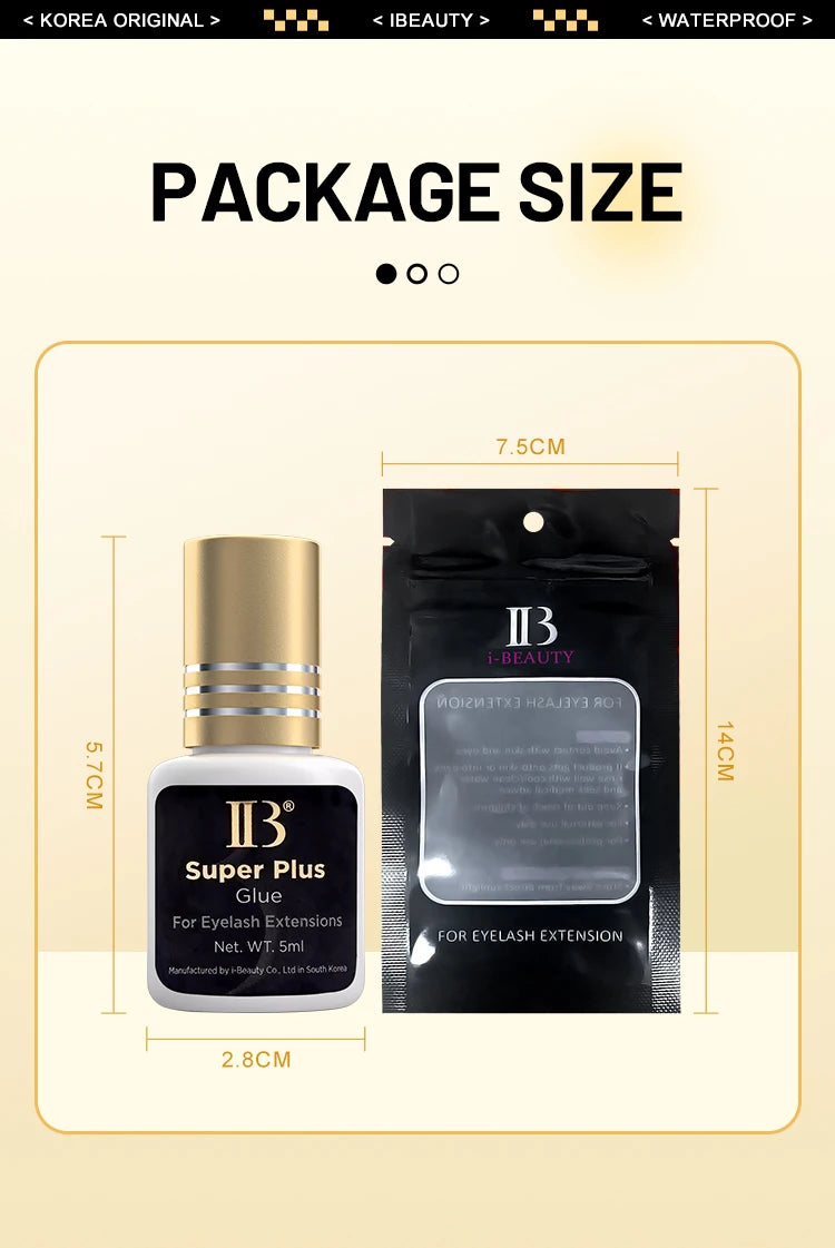 20 Bottles Original IBeauty Super Plus Glue for Eyelash Extensions 5ml Korea Golden Cap False Eyelash Glue Makeup Tools Supplies