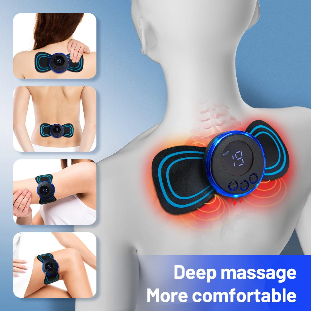 Neck Massager Lcd Display EMS Electric Cervical Massage Patch Low Frequency Pulse Muscle Stimulator Pads Pain Relief Relaxation