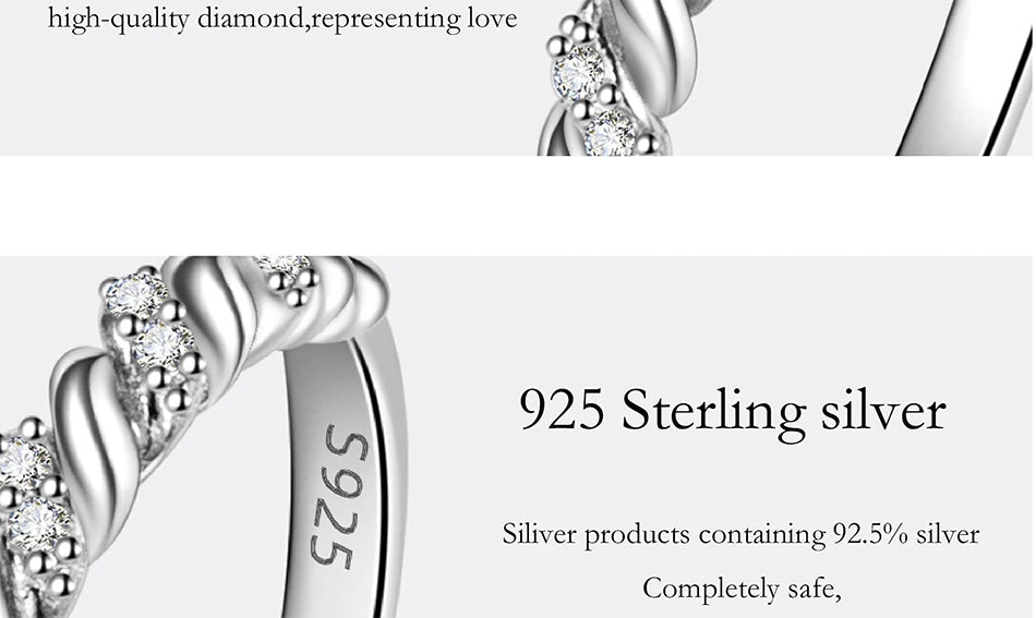 PERFANY All Moissanite Ring Women's 100% Pure Silver Twisted Pattern Design GRA Laboratory Diamond Wedding High End Jewelry