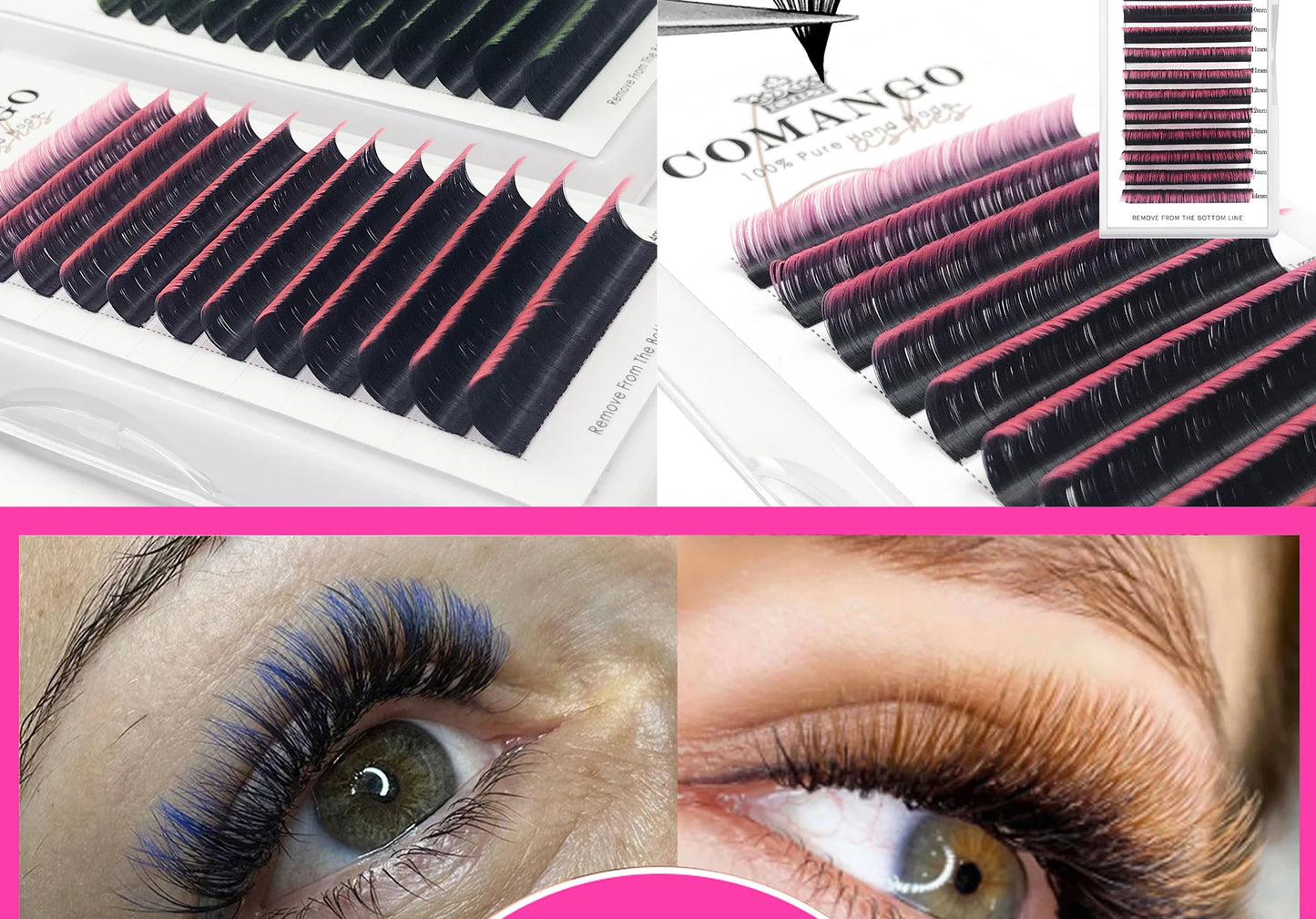 0.07mm Ombre Easy Fan Lashes Extension C/D Curl Wispy Natural Soft Gradient Pink/Blue/Green/Purple Volume Fans Silk Mink Lashes