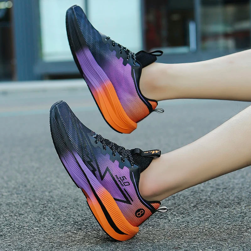 Men Sports Running Shoes Carbon Board Air Cushion Breathable Lightweight Women's Comfortable Athletic Nonskid Sneakers
