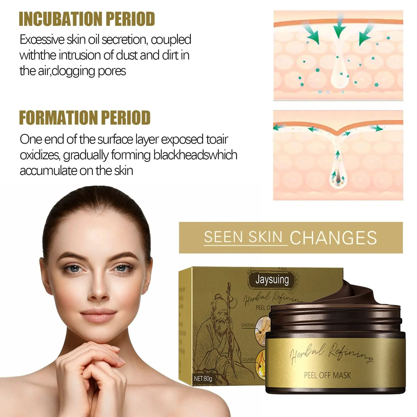 Ginseng Peel Off Mask Blackhead Removal Exfoliating Deep Cleansing Pores Shrink Skin Rejuvenation Moisturize Hydrate Facial Mask