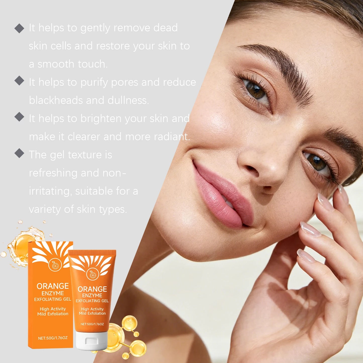 50g Orange Deep Cleansing Gel Deep Exfoliation Improve Skin Roughness Brighten Skin Tone Antioxidant Cleaning Facial Cleanser