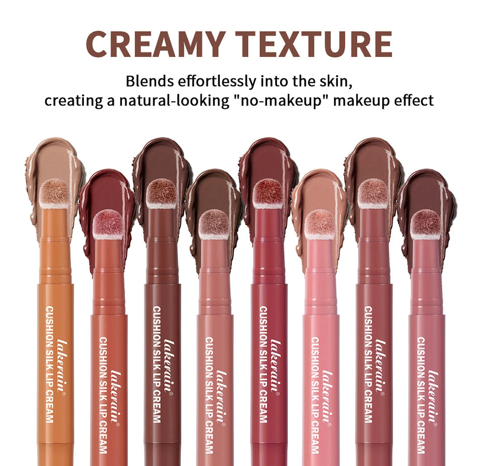 Cushion Silk Lip Cream Long Lasting Wear Waterproof Non Transfer Formula Matte Velvety Finish Lip Glaze Natural Cosmetics