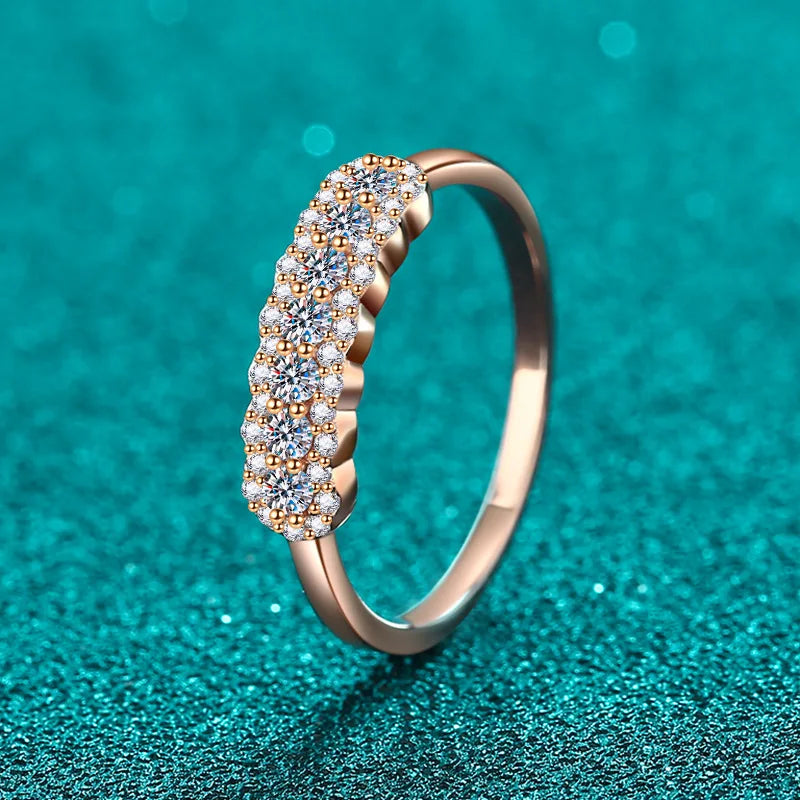 Luxury 0.37ct Moissanite 18k White Gold & Platinum PT950 Ring for Women High-Quality Shiny Wedding Jewelry