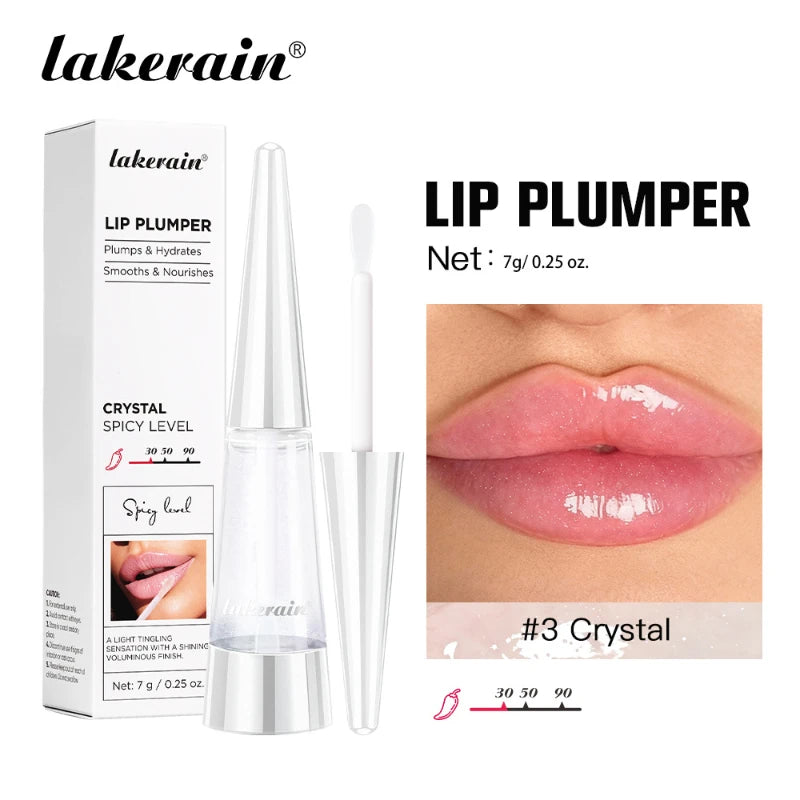 Lip Plumper Oil,Instant Plumping Clear High-Shine Gloss Hydrating Nourishing Volumizing Lip Gloss,Long-Lasting Moisture Makeup