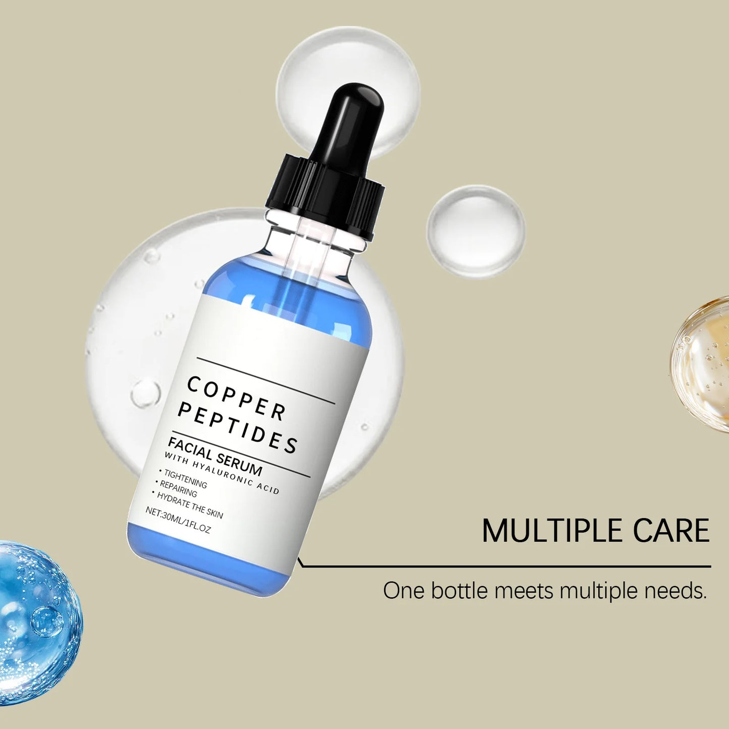Copper Peptides Moisturizing Facial Essence Increase Facial Elasticity Smooth Firming Skin Improve Fine Lines Sooth Face Serum
