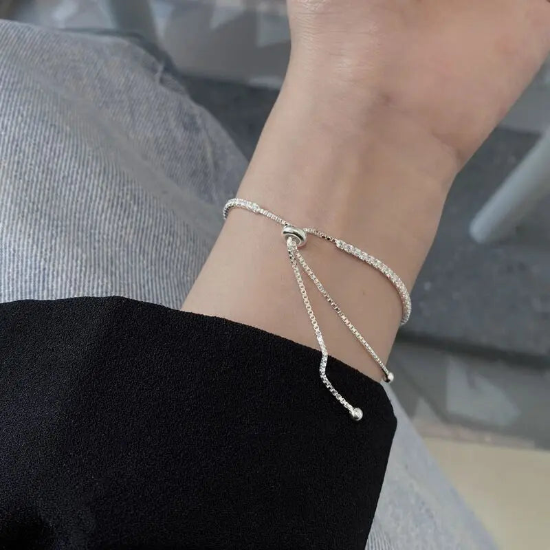 925 Sterling Silver Bracelet Vera Elegant Zircon Tennis Zircon Crystal Bracelet For Women Fashion Simple Engagement Wedding Glam