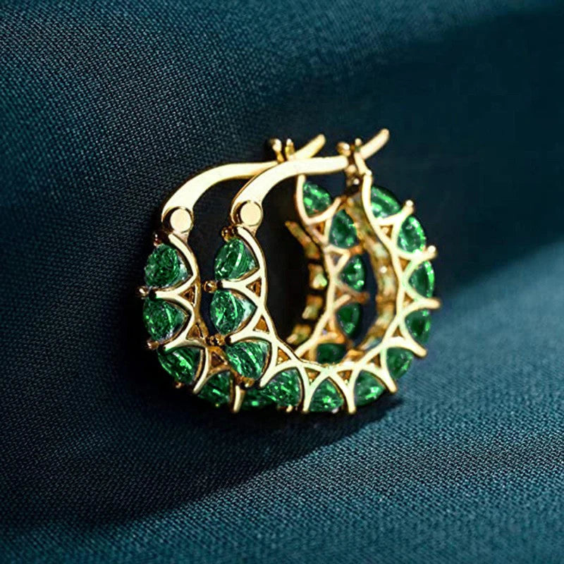 Huitan High Quality Cubic Zirconia Women Hoop Earrings Stylish Lady Accessories Party Daily Wearable Fashion Jewelry Drop Ship