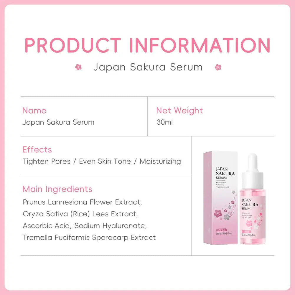 LAIKOU Sakura Face Fluid Essence Moisturizing Skin Shining Cherry Blossom Hyaluronic Acid Serum Beauty Facial Skin Care Products