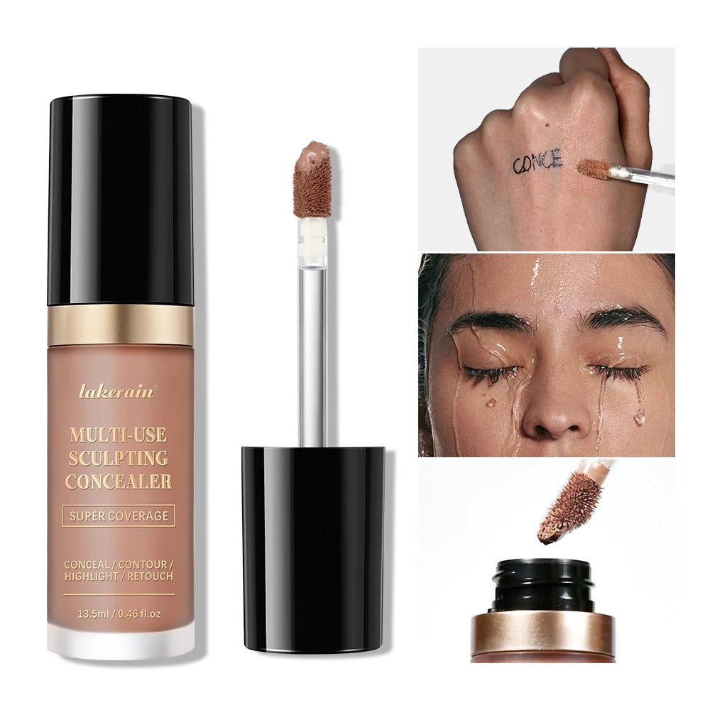 Multi-Use Foundation Long-lasting Matte Waterproof Oil Hight Full Coverage Highlight and Retouch Face Makeup for Women Lakerain