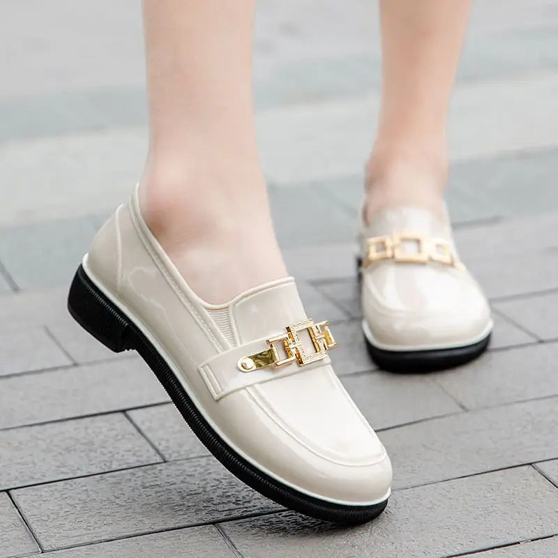 Rain Boots Women Diamond Chain Waterproof Water Shoes Top Quality Women's Rubber Shoes Oil-resistant Non-slip Kitchen Galoshes