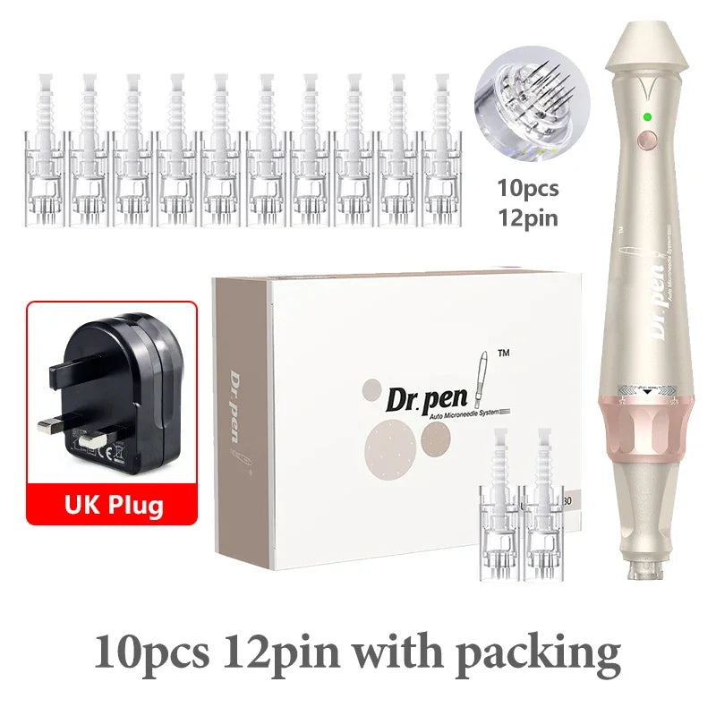 Dr.pen E30 with 12pcs Pen with Cartridges Nano Wireless Skin Care Kit Skin 0.25mm Needle Pen Skin Rejuvenation Machine