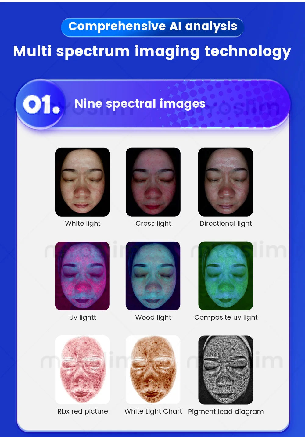 3D Facial Skin Analyzer Machine 21.5 Inch AI 8 Light Spectrum Skin Care Scanner Hair Analysis for Business Beauty Care