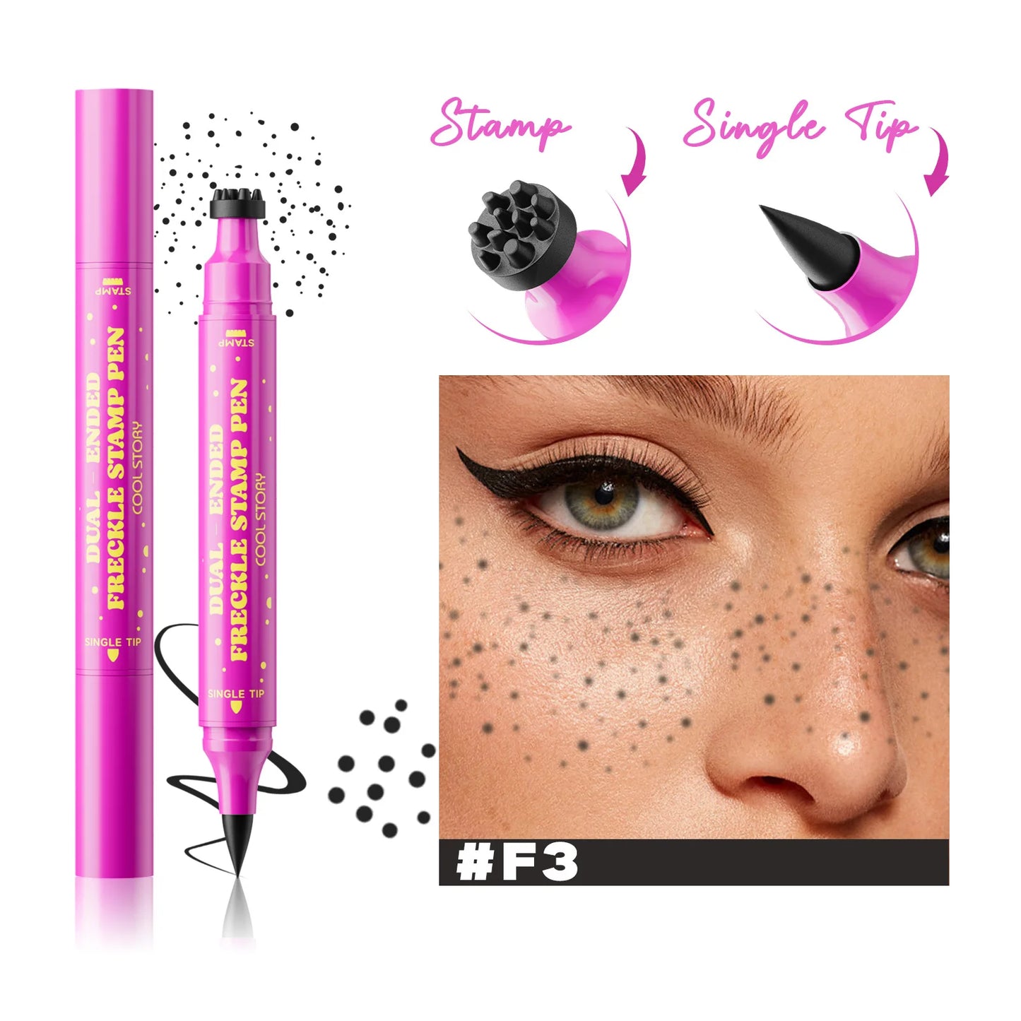 Double Eyeliner Freckles Pen All-in-One Natural Waterproof Lasting Seal Spot Pen Natural Simulation Concealer Pen Makeup Tools