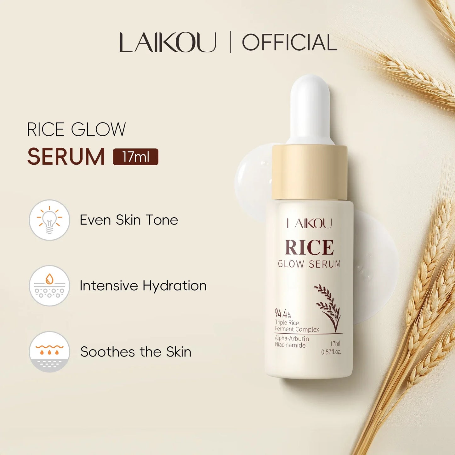Rice Glow Facial Essence 17ml Hydrating Moisturizer Nourishes Brightens Skin Tone Natural Extract Serum Sensitive Skin