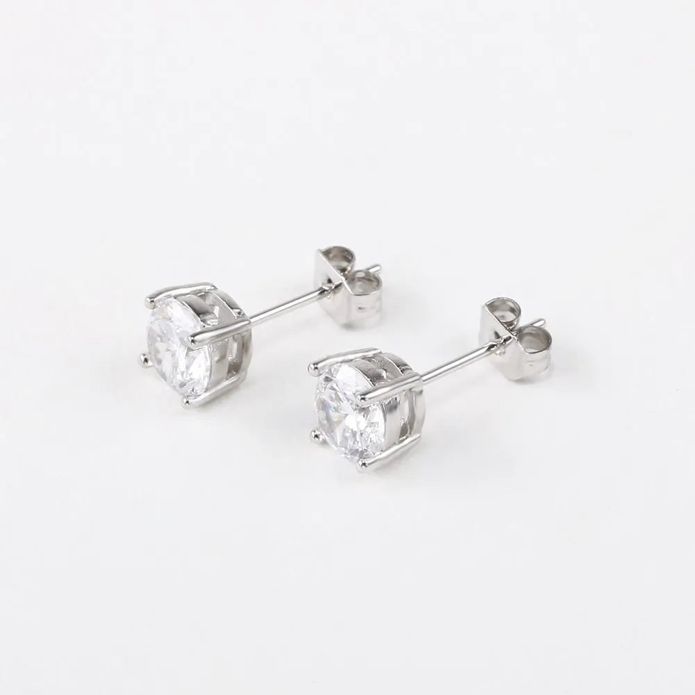 925 Sterling silver classic diamond stud earrings for women Luxury Fashion Party Wedding Accessories Jewelry Christmas Gifts