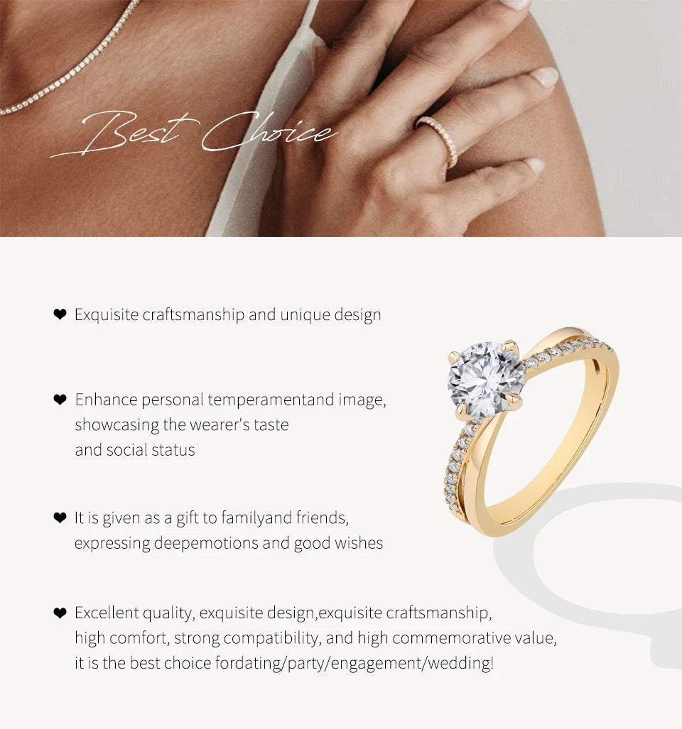 ATTAGEMS Classic Moissanite Wedding Ring Four Claws Original s925 Sterling Silver Jewelry for Women Engagement Band High Quality