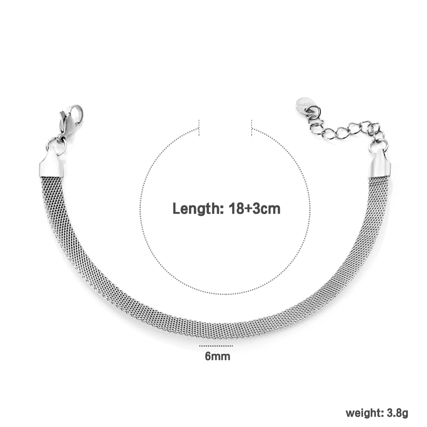 LUXUSTEEL 2-8mm Women‘s Stainless Steel Chain Bracelet Geometric Charm Chain Metal Female Bracelet Fashion Jewelry Party Gifts