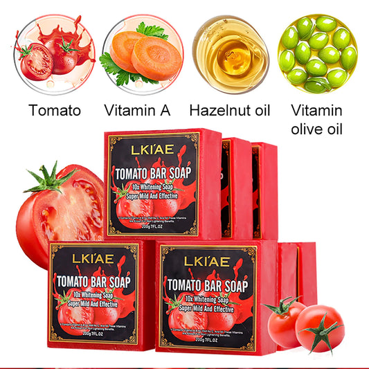 LKIAE Ultra Lightening Tomato Soap Bar, Anti Dark, Black Spots, Acne, Even Skin Tone, Vegan Bath Soap For All Skin Type, 200g