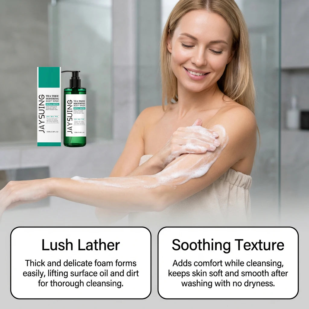 Tea Tree Shower Gel Exfoliating Lasting Aroma Refreshing Control Oil Hydrate Rich Foam Body Wash Soothing Moisturize Bath Lotion