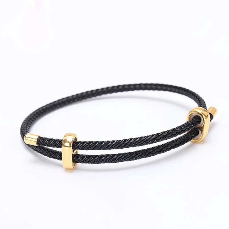 Fashion Leather Wirerope Bracelets  Fold-Over Clasp Adjustable DIY Hand Jewelry Accessories Best Gifts For Men Women