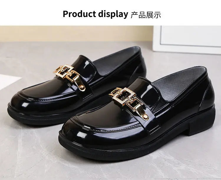 Rain Boots Women Diamond Chain Waterproof Water Shoes Top Quality Women's Rubber Shoes Oil-resistant Non-slip Kitchen Galoshes