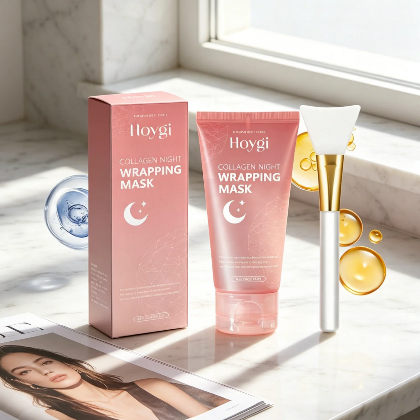 Hoygi Collagen Night Wrapping Mask Deep Nourishment Skin Firming Brightening Skin Tone Shrink Pores Mild Formula Sleeping Mask
