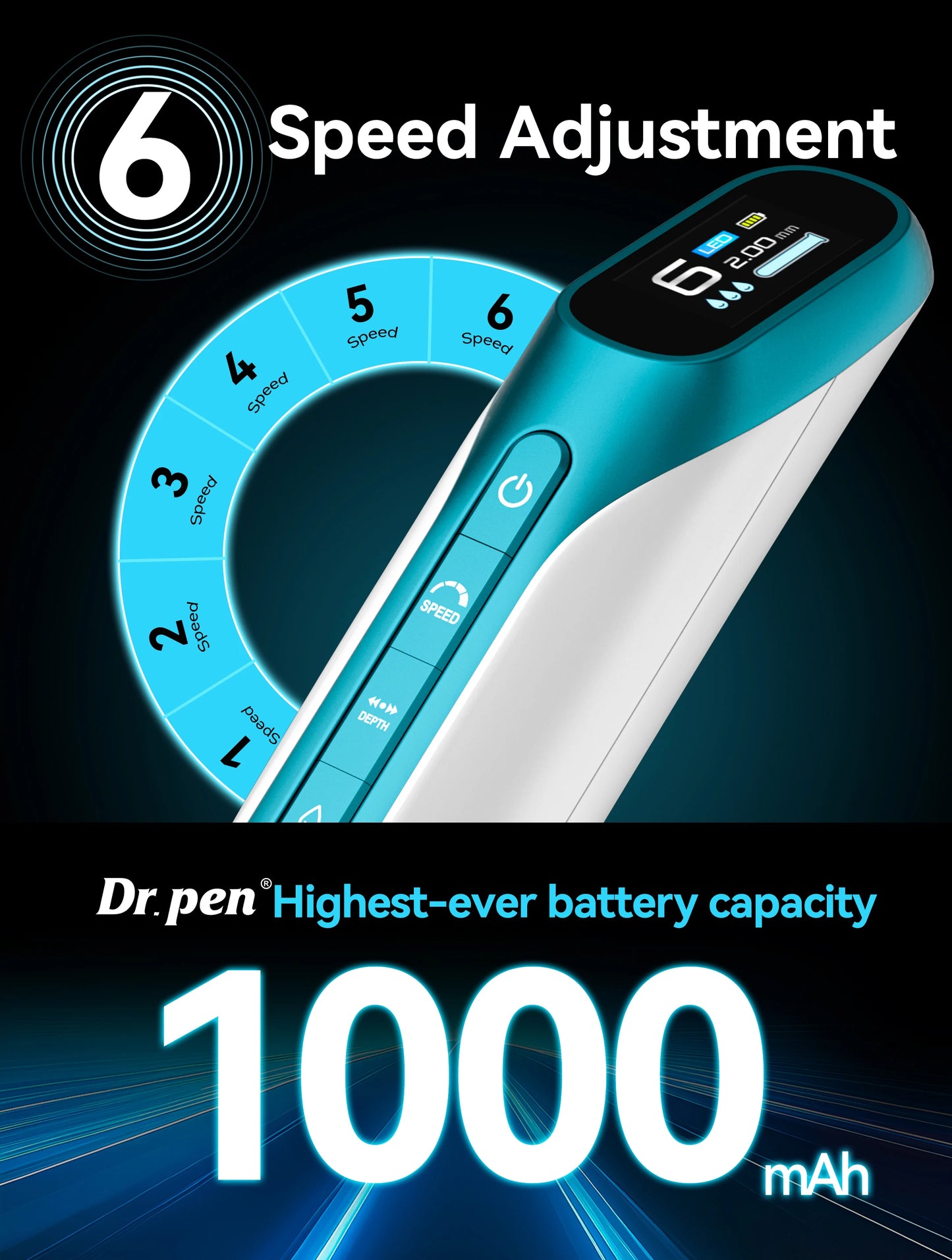Dr. Pen H6 Derma Pen Advanced Serum Infusion Microneedling Pen with Light Therapy Needle length 0.25 MM
