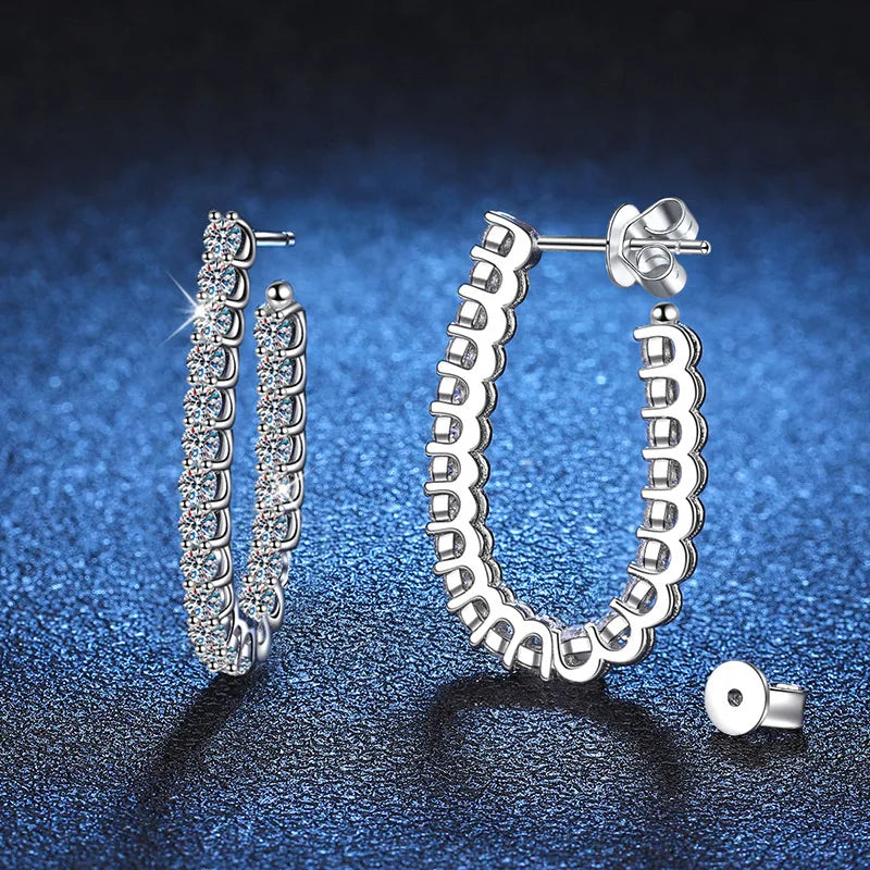 Full Moissanite Earrings for Women S925 Sterling Sliver with 18k Gold Plated Ear Stud Wedding Earring Luxury Jewelry Gift