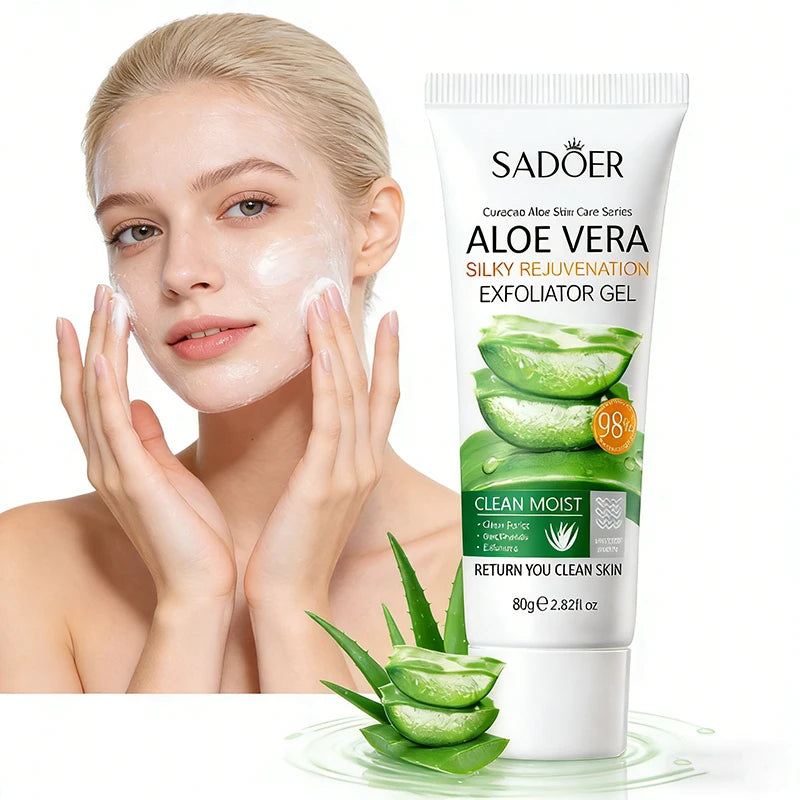 SADOER Exfoliating Aloe Vera Gel Facial Cleanser Deep Cleansing Exfoliant Gentle Moisturizing Face Exfoliation Facial Exfoliator