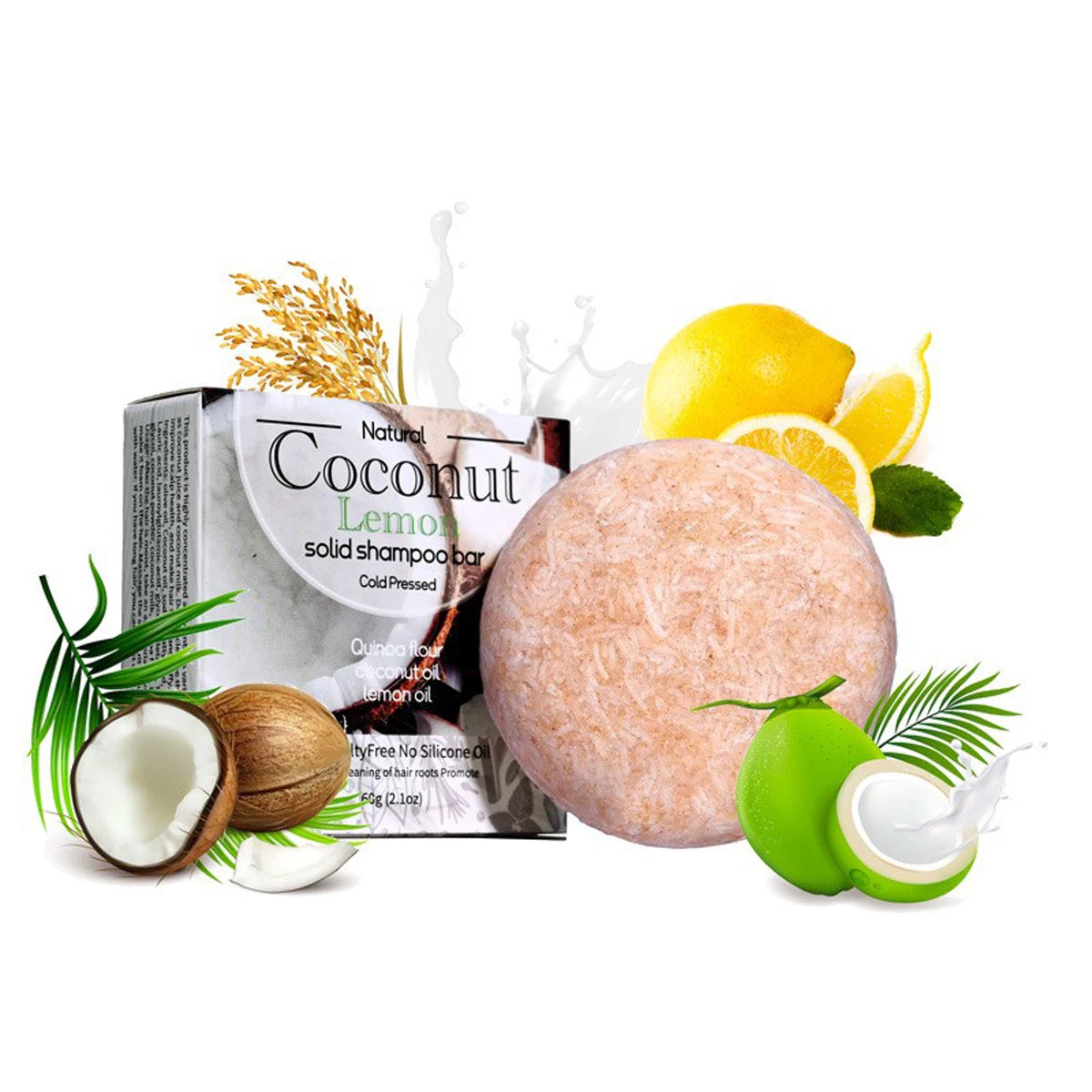 XF+60g Coconut Essential Oil Shampoo Soap Shea Butter Shampoo And Conditioner Men'S Solid Soap