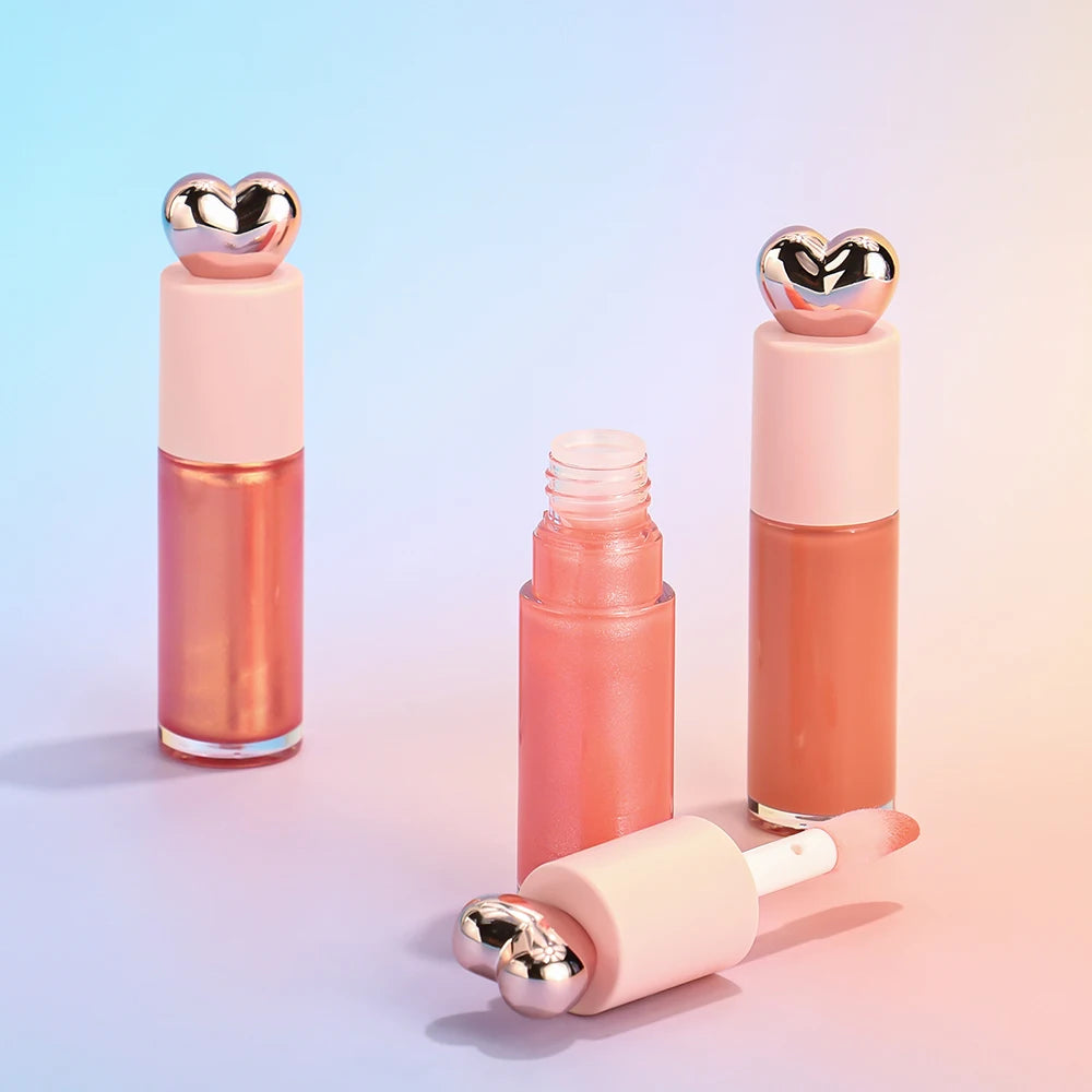 Private Label Love Heart Cover Non-stick Waterproof Lip Gloss Custom Logo Matte Pearl Long-lasting Non-fading Makeup Wholesale