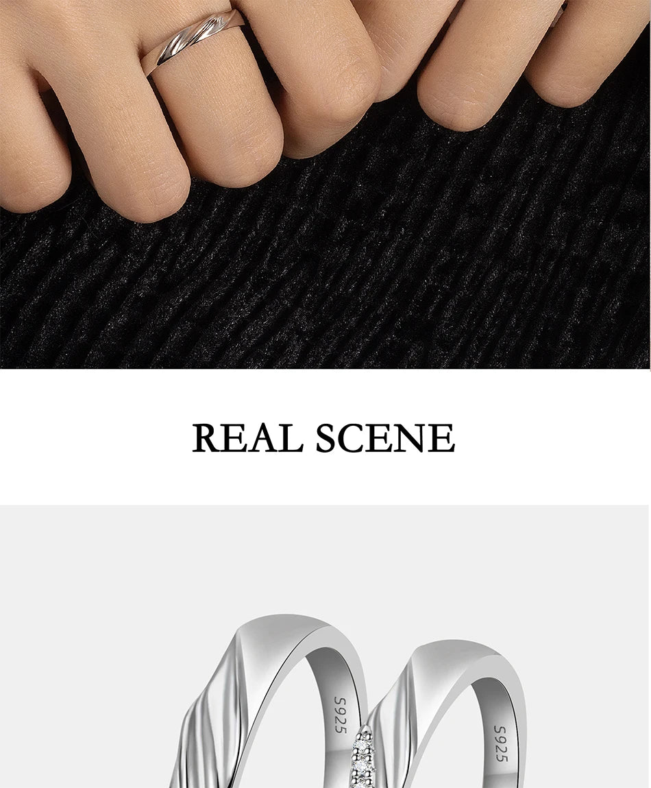 PERFANY  S925 Pure Silver Moissanite Ring for Women Men Classic Couple Ring Wedding Jewelry Christmas Gift
