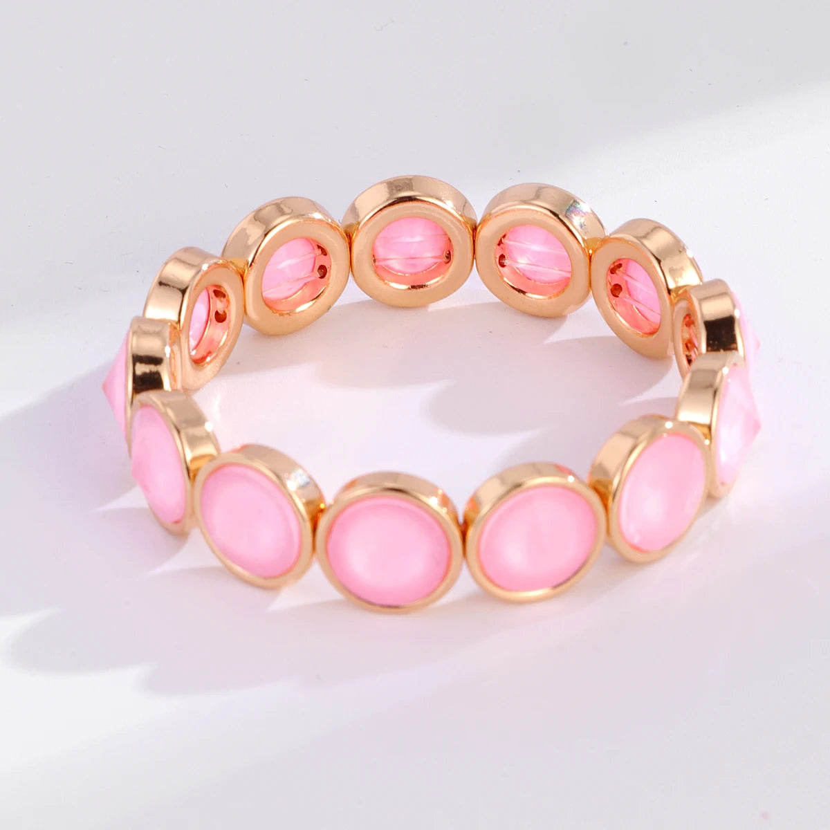 2026 New Design Gold Color Bracelets For Women Inlaid Colorful Glass Crystal Beads Elastic Bangle Candy Color Jewelry