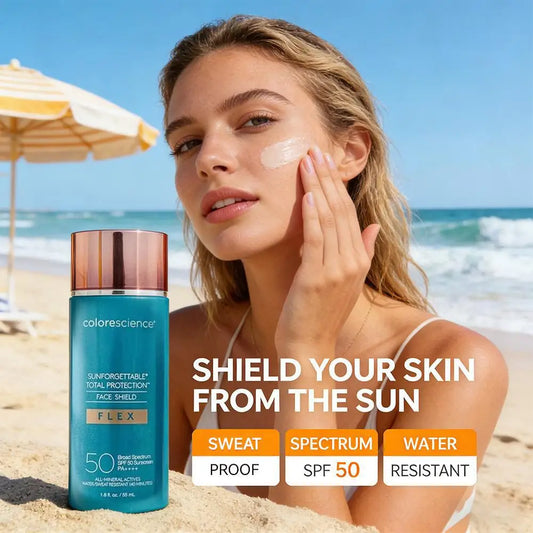 For Colorescience Sunforgettable Total Protection Face Shield Classic SPF50 Makeup Non Greasy Even Skin Tone Natural Glow Beauty
