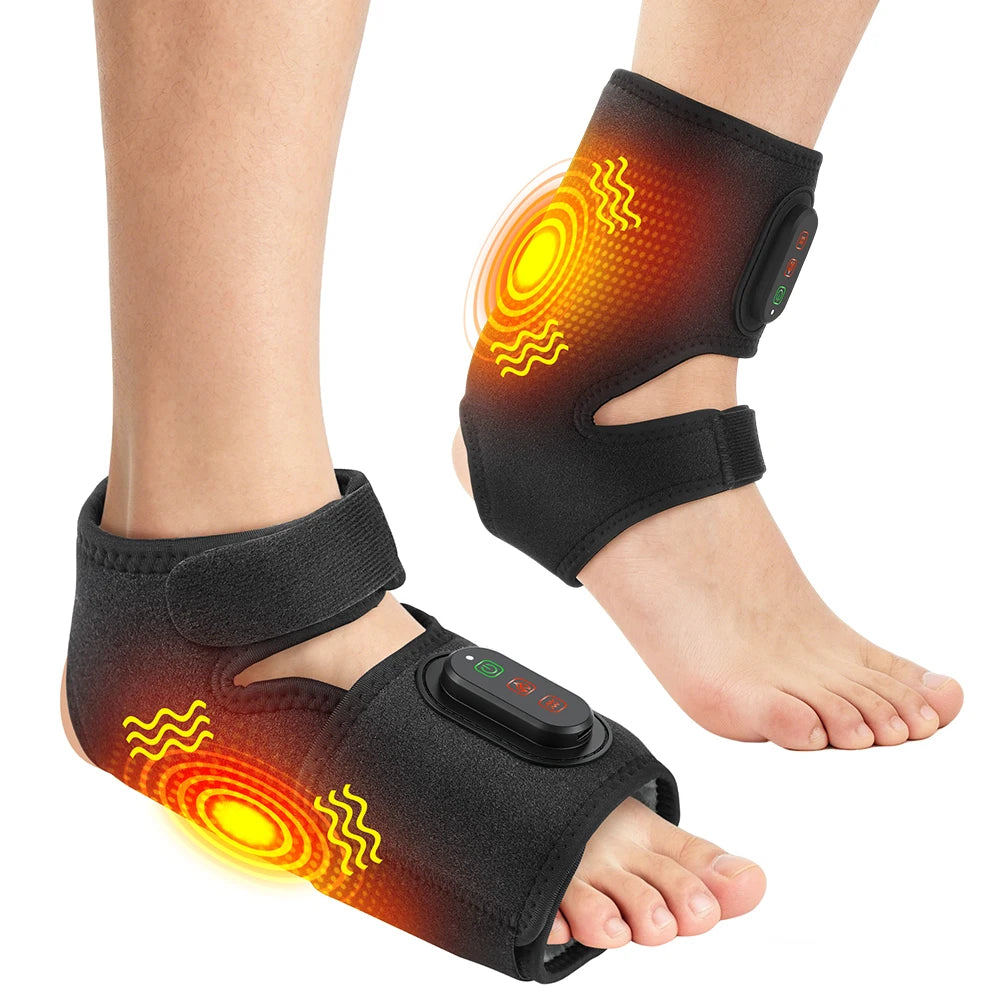 Electric Dual Ankle & Foot Massager 3 Levels Heat Vibration Hot Compress Ankle Massage Heated Wrap Support Brace Foot Protector