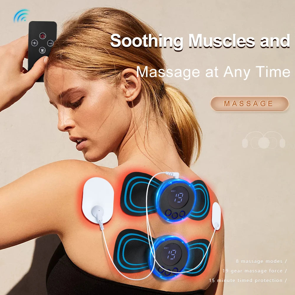 Neck Massager Lcd Display EMS Electric Cervical Massage Patch Low Frequency Pulse Muscle Stimulator Pads Pain Relief Relaxation