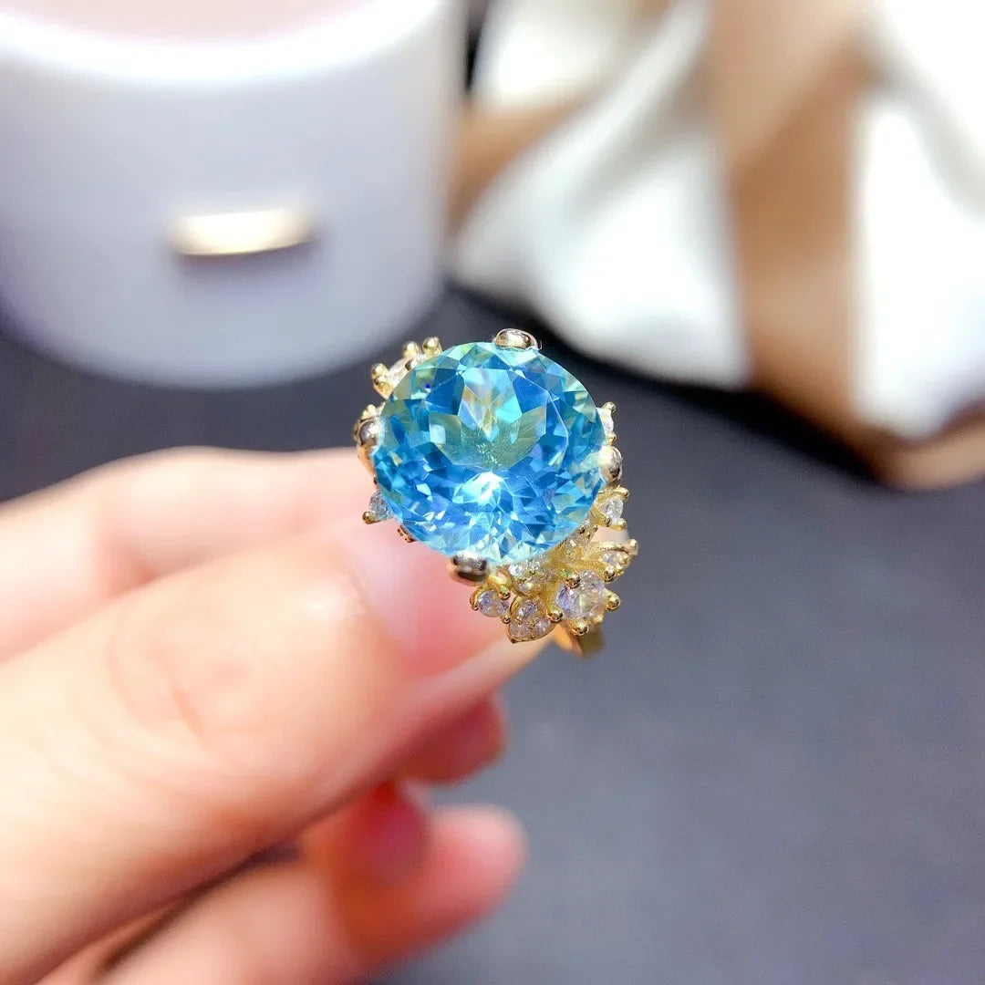 100% 925 Silver Ring Origin Blue Sapphire Jewelry for Women Anillos De Wedding Bands Sapphire Gemstone Anel Females Girls Box