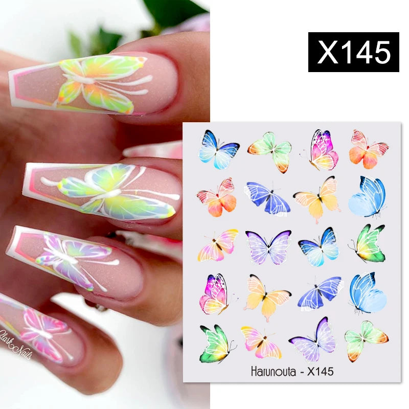 Harunouta Spring Water Nail Decal And Sticker Flower Leaf Tree Green Simple Summer Slider For Manicuring Nail Art Watermark