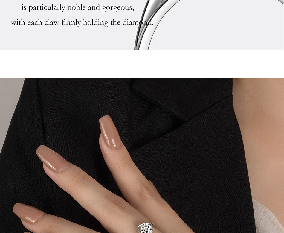 PERFANY 0.5/1CT Moissanite Engagement Ring for Women S925 Pure Silver Angel Kiss Laboratory Certified Diamond Wedding Jewelry
