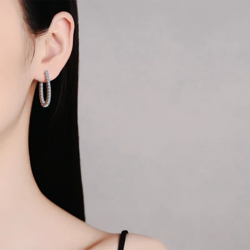 Full Moissanite Earrings for Women S925 Sterling Sliver with 18k Gold Plated Ear Stud Wedding Earring Luxury Jewelry Gift