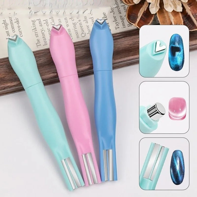 3 in 1 Cat Eye Nail Magnetic Stick Love Heart Snake Pattern French Cat Eye Nail Magnet UV Gel Polish Effect Manicure Design Tool