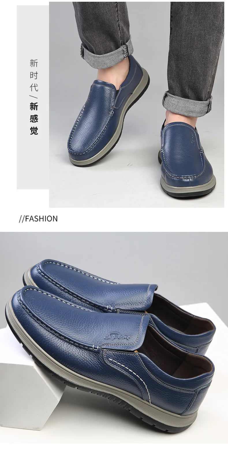 Men's Casual Loafers Fashion Handmade Leather Shoes Classic Business Dress Shoes for Men Driving Shoes Elderly Loafers Moccasins