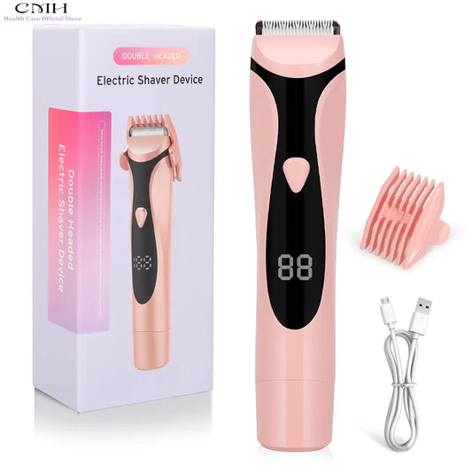 Women 2in1 Electric Shaver, Body Facial Underarm Leg Hair Removal Type-C USB Rechargeable Low Noise Portable Trimmer Beauty Tool