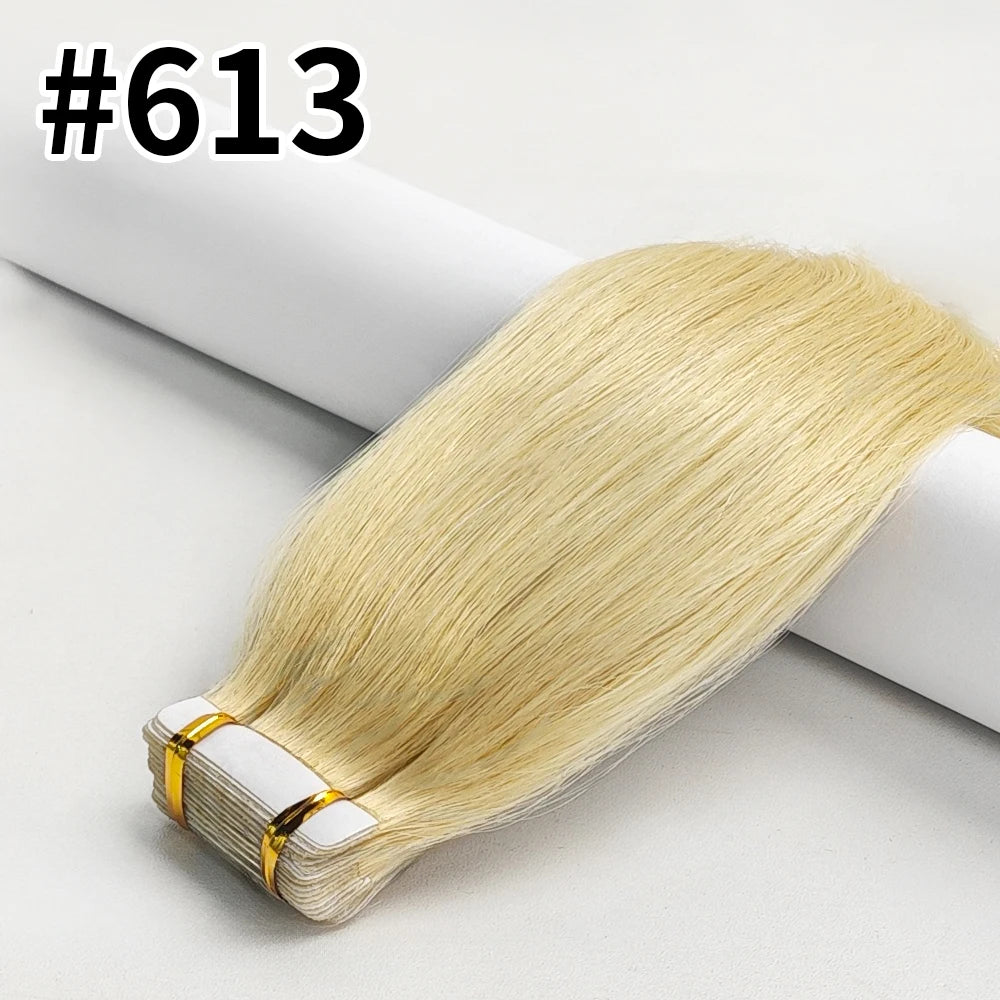 Bone Straight Tape In Hair Extensions Brazilian Seamless Skin Weft 20P/40P/60P Tape In Human Hair Extensions 100% Human Hair