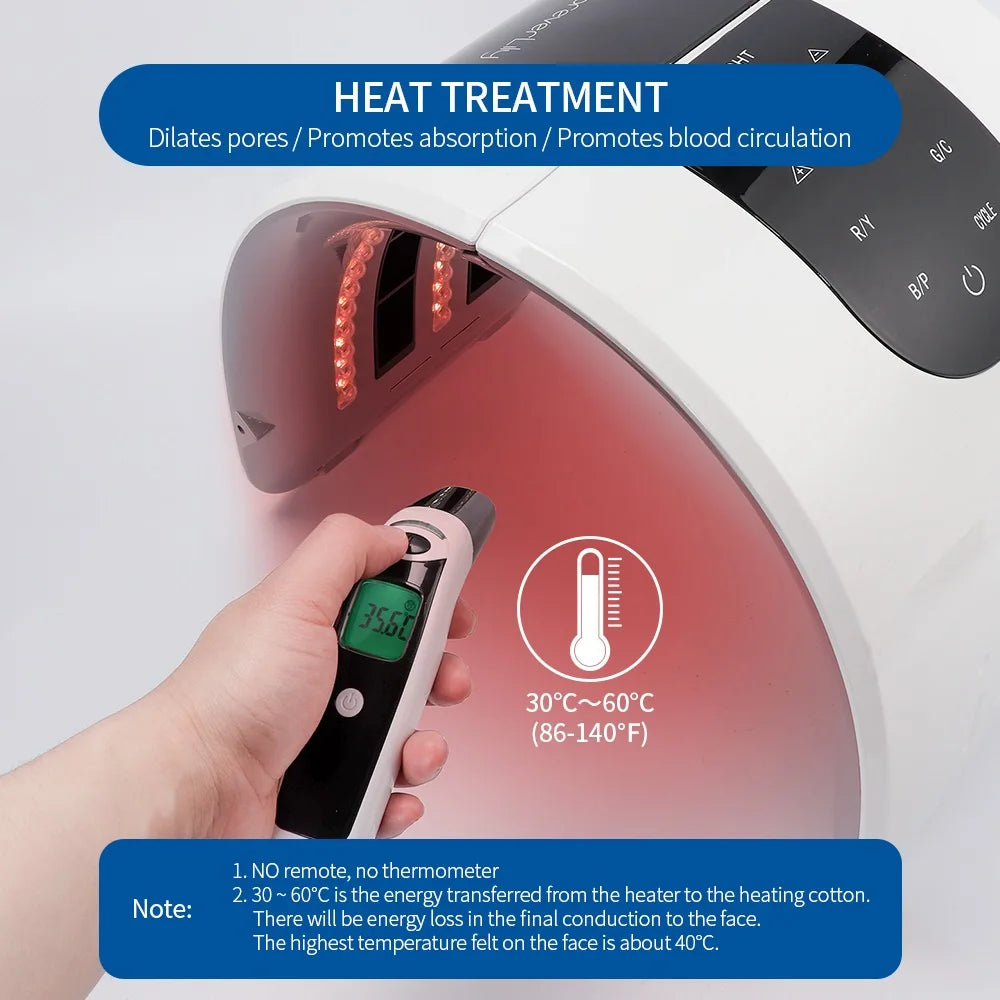 2 IN 1 Foldable 7 Color LED Photon 30-60℃ Heating Threapy Face&Body Mask Machine Salon Home Use Skin Rejuvenation Acne Skin Care