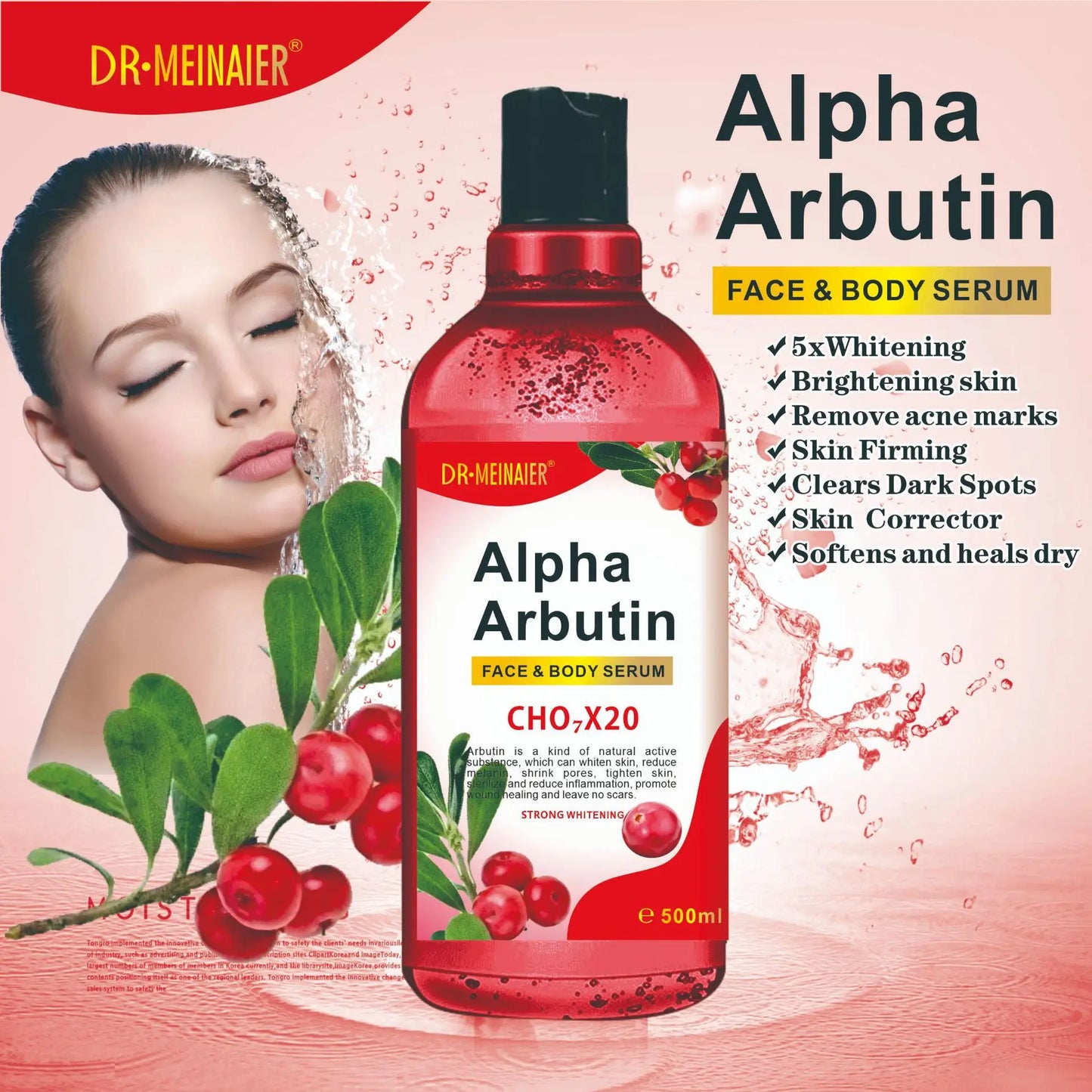 500ML Vitamin C AHA HYALURONIC& NICOTINAMIDE Face Serum Spots Eraser Corrector Whitening Moisturizing Lightening Body Cream