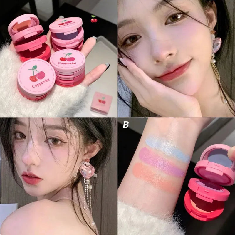 3 in 1 Cream Blush Cherry Watermelon Red Blushes Waterproof Lasting Matte Beauty Blush Cream Peach Face Blush Makeup Cosmetic