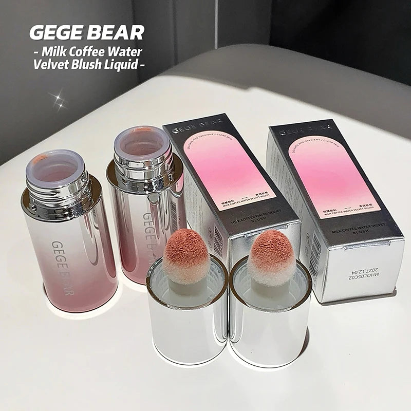 Gege Bear 5-color Liquid Blush Stick With Sponge Head Long-lasting Suitable for All Skin Tones Brightening Effect Holiday Gift